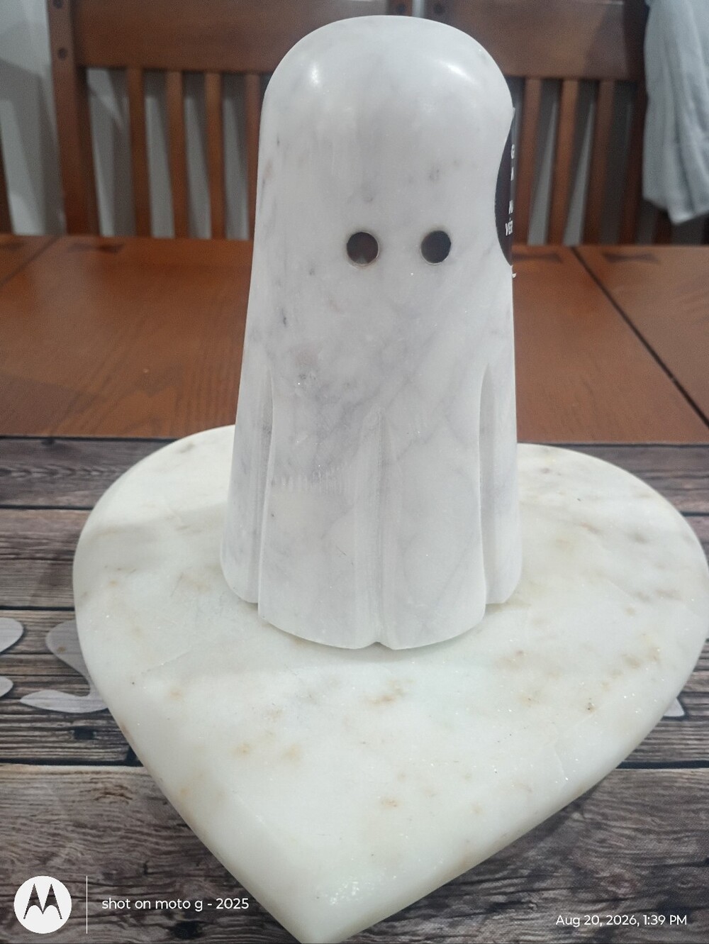Home Goods Genuine Marble Ghost Figurine - White with Gray Veining Fall Decor